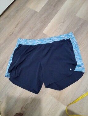 Tek Gear Dry Tek Plus Size 2X Navy Athletic Shorts with Blue Space-Dye Waistband